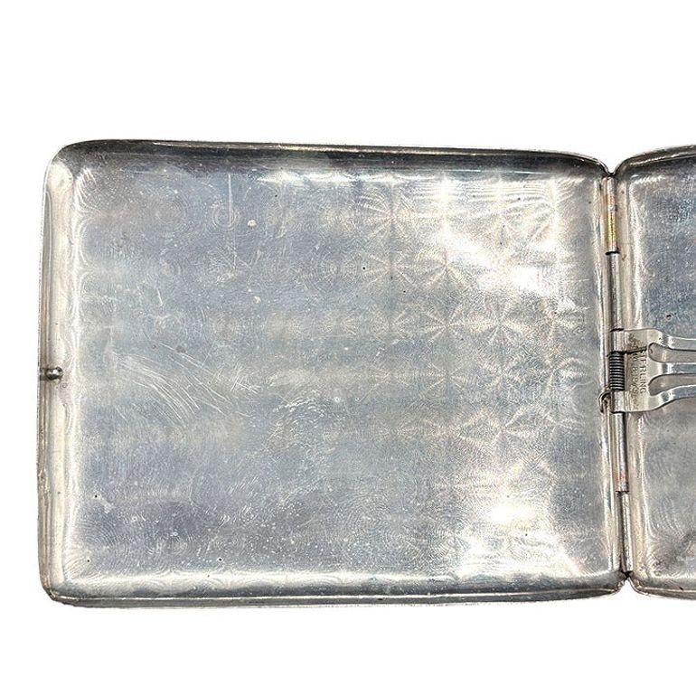 Sterling Silver Art Deco Cigarette Case w/ 18k Gold Inlay by Marathon Excellent état - En vente à Van Nuys, CA