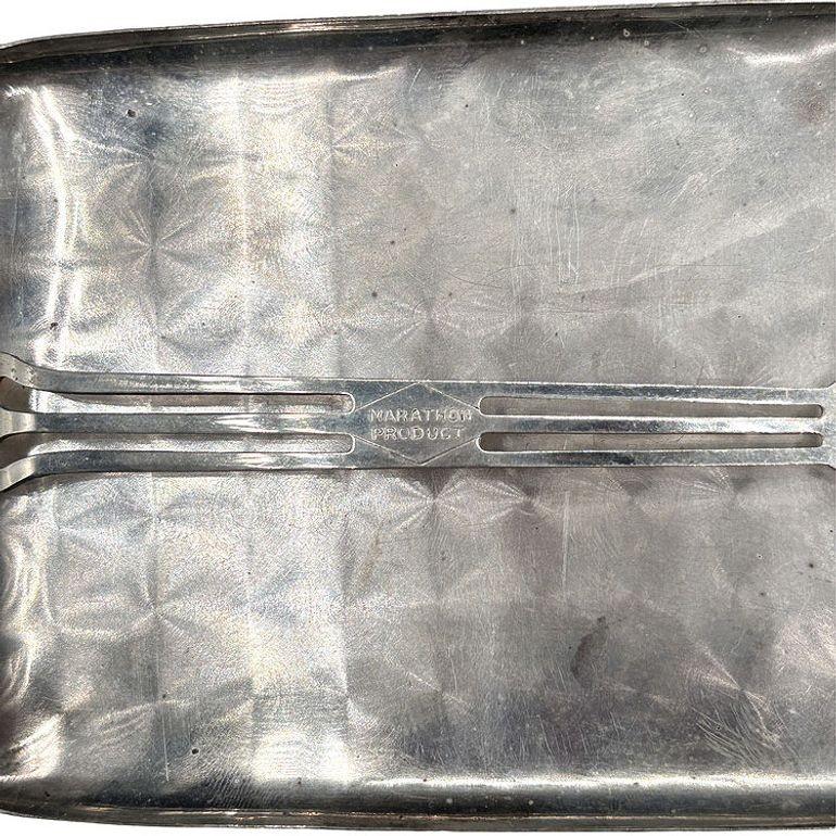 Or Sterling Silver Art Deco Cigarette Case w/ 18k Gold Inlay by Marathon en vente