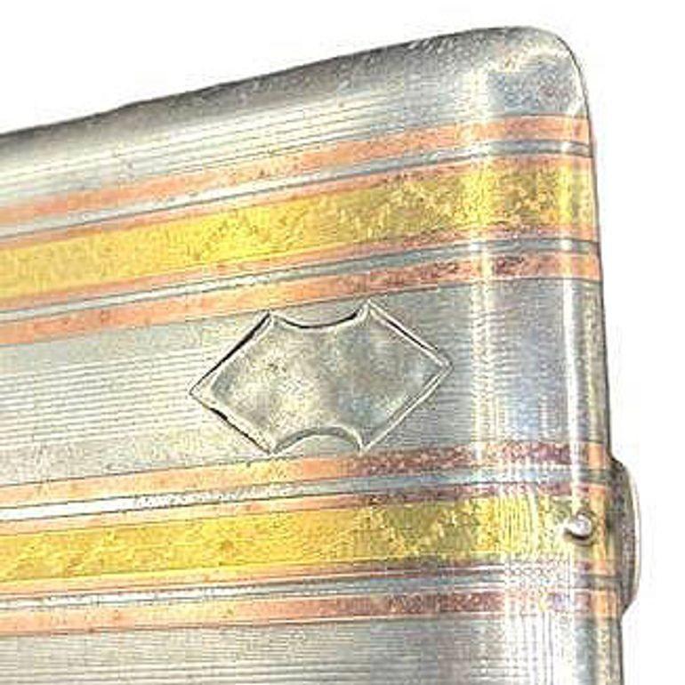 Sterling Silver Art Deco Cigarette Case w/ 18k Gold Inlay by Marathon en vente 1
