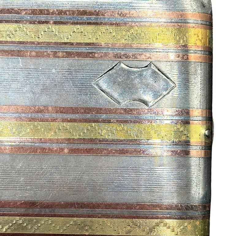 Sterling Silver Art Deco Cigarette Case w/ 18k Gold Inlay by Marathon en vente 2