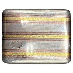 Sterling Silver Art Deco Cigarette Case w/ 18k Gold Inlay by Marathon