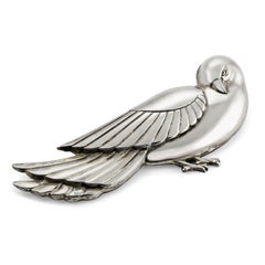 Sterling Silver Art Deco Dove Bird Brooch Pin