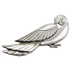 Vintage Sterling Silver Art Deco Dove Bird Brooch Pin