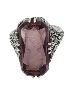 Anello in argento filigranato con incisione di pietre viola misura 10 #20845