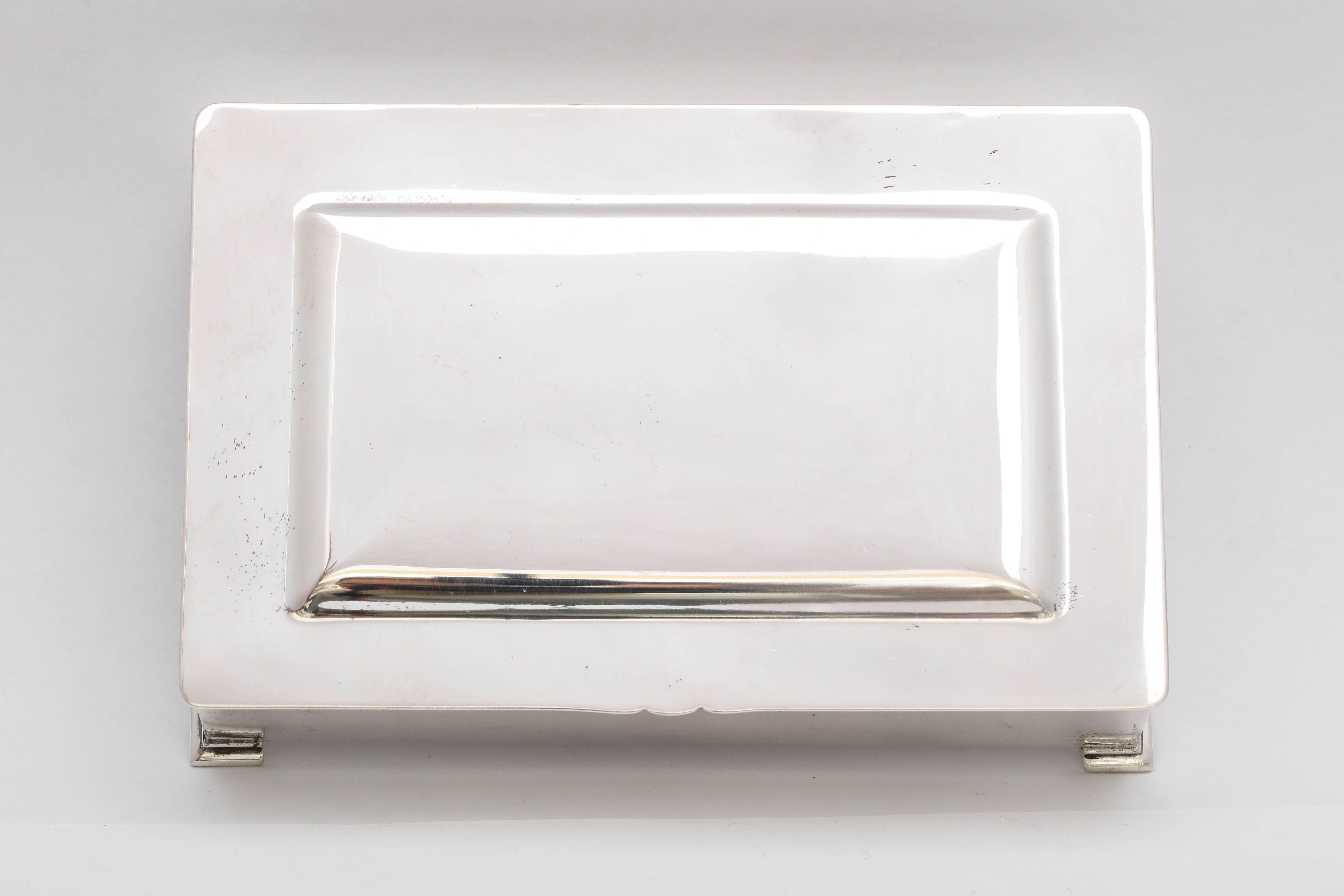 Sterling Silver Art Deco Footed Table Box with Hinged Lid 5