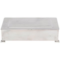 Sterling Silver Art Deco Footed Table Box with Hinged Lid