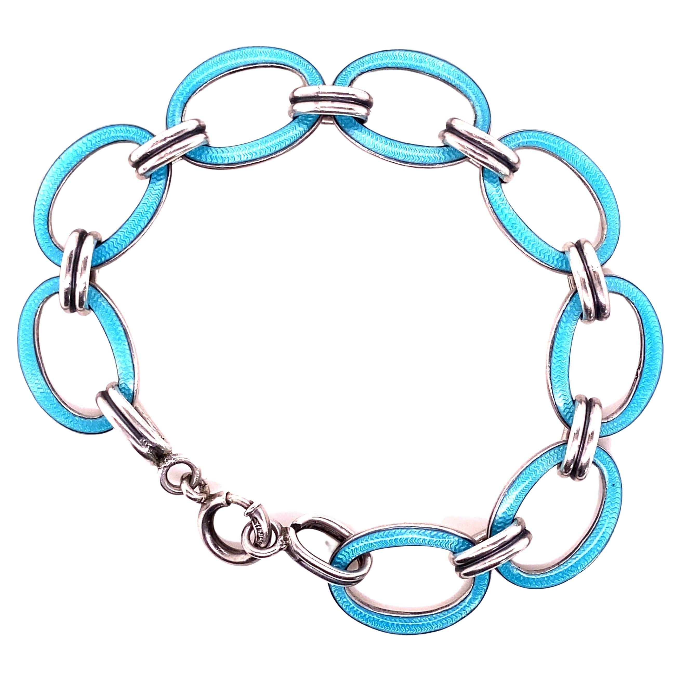 Sterlingsilber Art Deco Guilloche Emaille-Armband