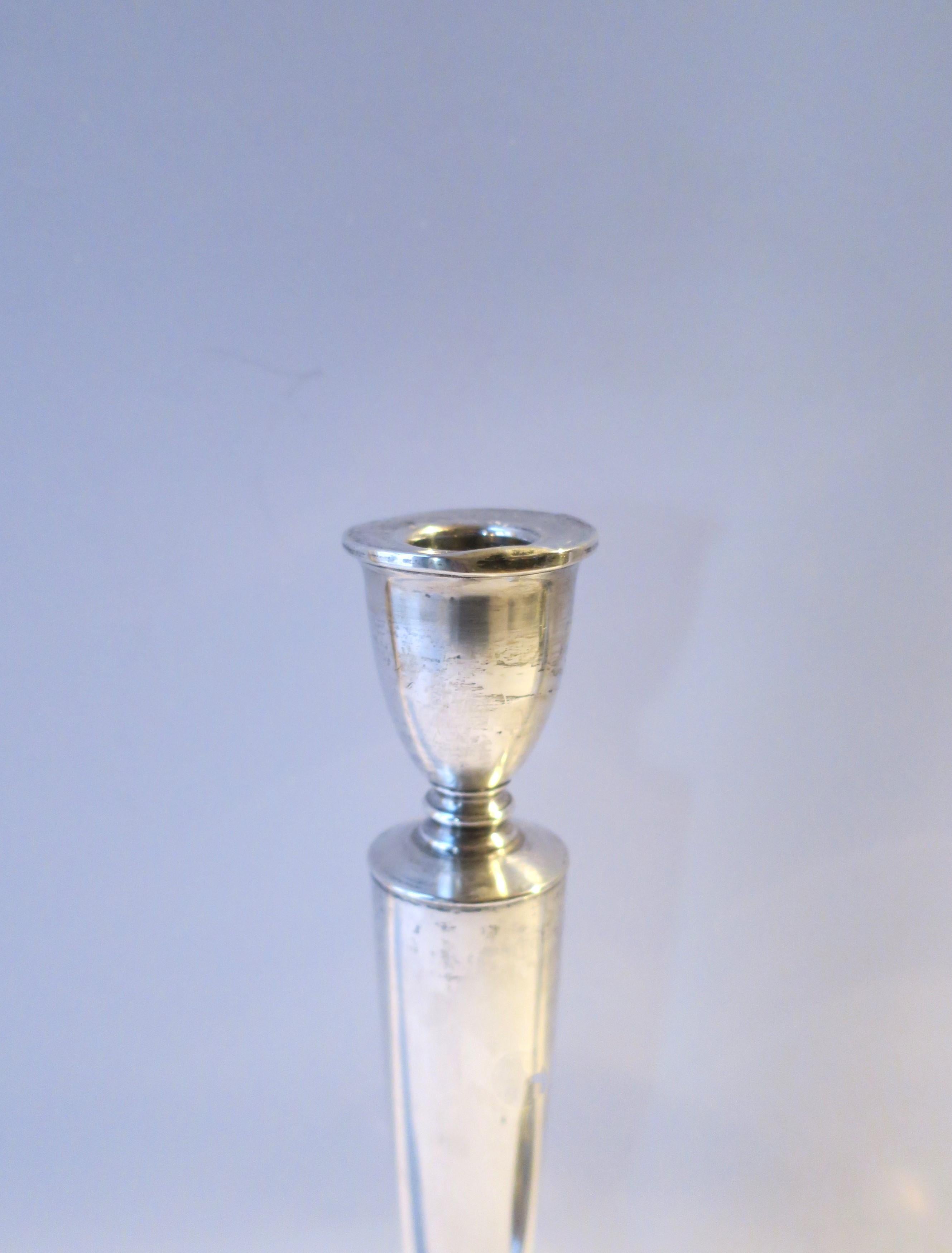 Sterling Silver Art Deco Period Candlesticks Holders, Pair For Sale 4