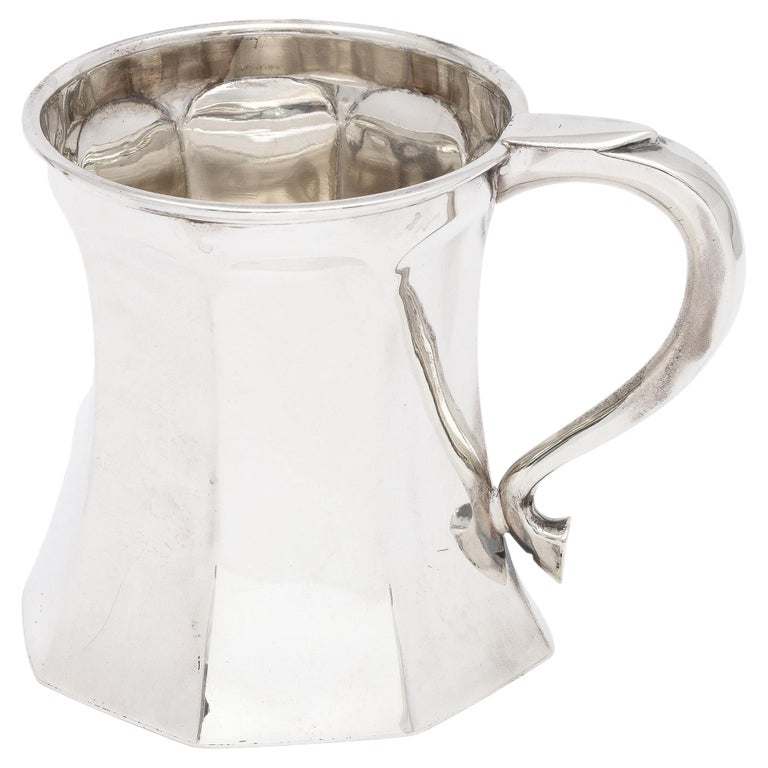 Sterling silver, Art Deco period, octagonal-shaped mug/cup, Birmingham, England, year-hallmarked for 1923, S. Blankensee and Sons - makers. Measures 3 1/4 inches high x 3 1/16 inches diameter (at widest point) x 4 inches wide from edge of opening to