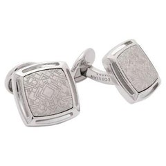 Boutons de manchette carrés Art déco en argent sterling