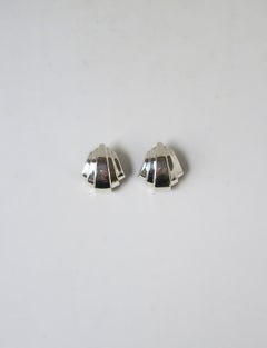 Sterling Silver Art Deco Style Earrings, Pierced, 1980s 1990s