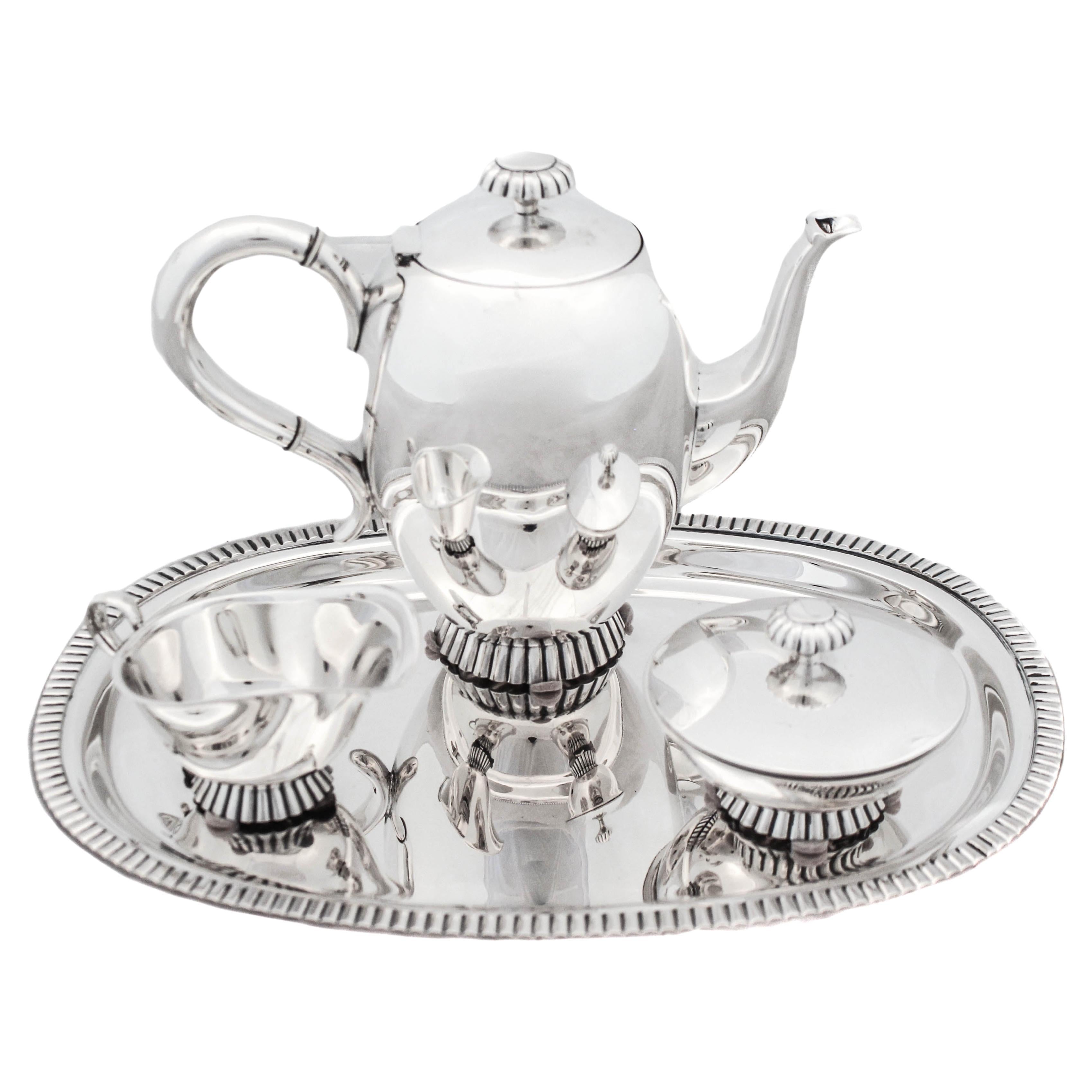Sterling Silver Art Deco Tea Set For Sale