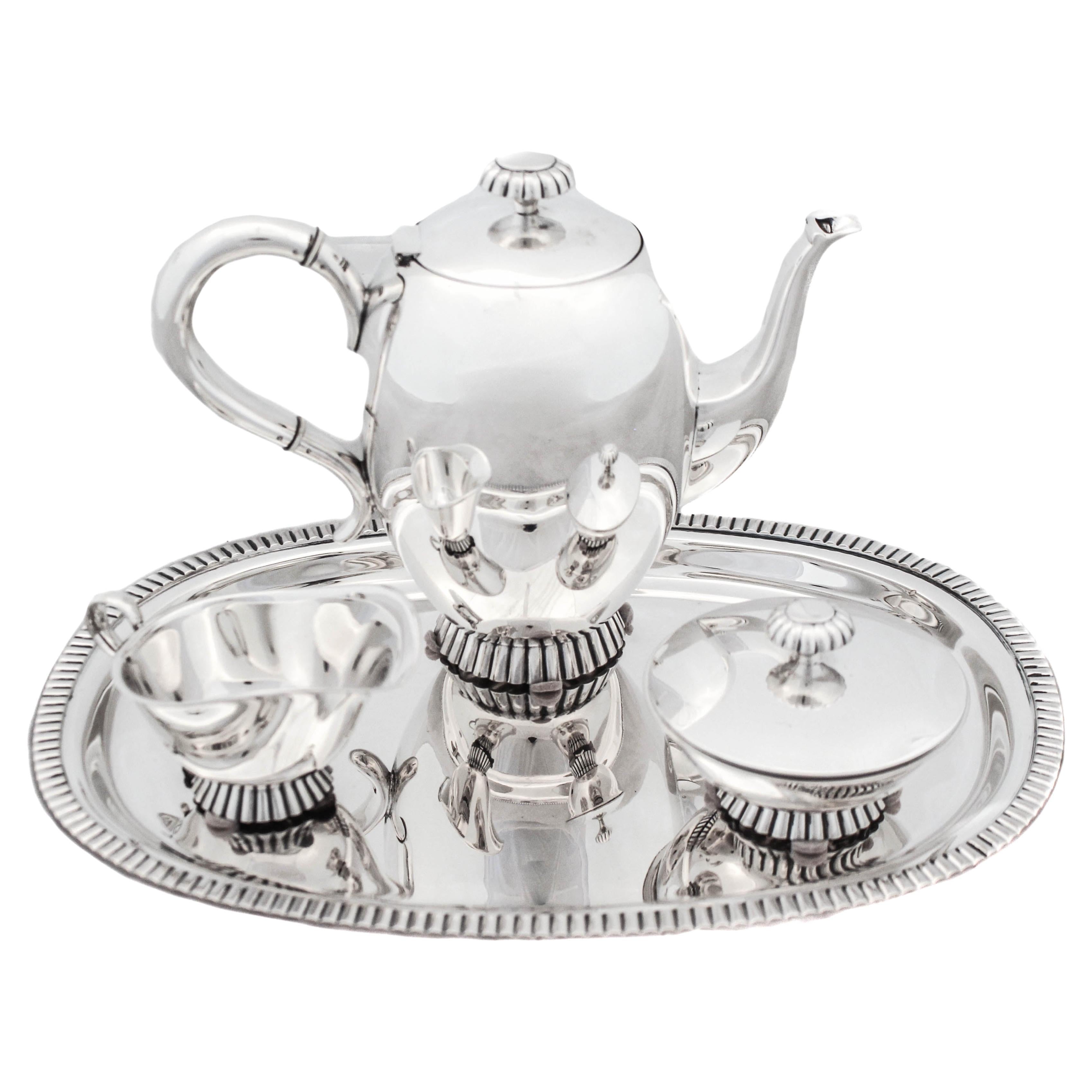 Juego de té Art Déco de plata de ley