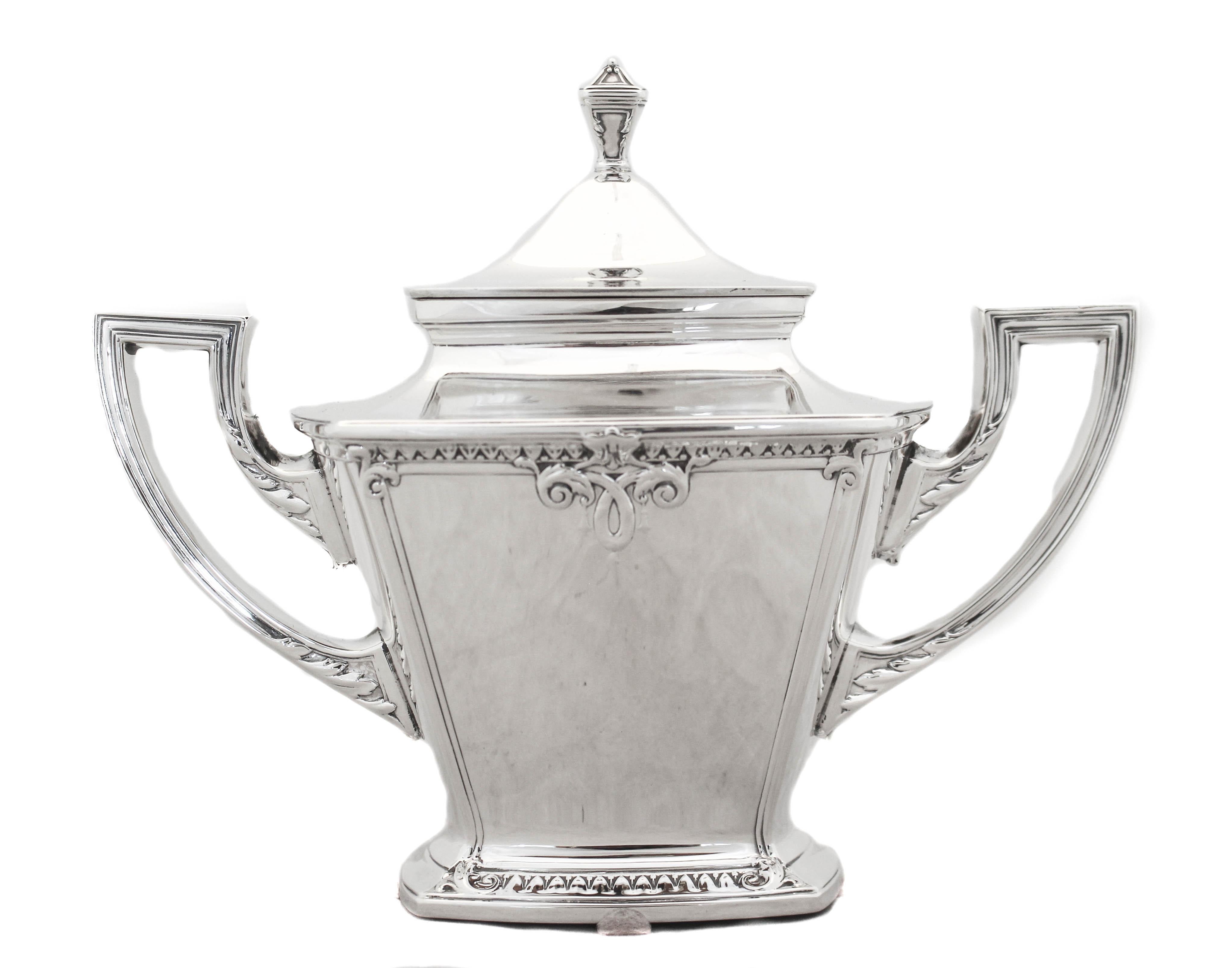 Sterling Silver Art Deco “Trianon” Tea Set In Excellent Condition For Sale In Brooklyn, NY