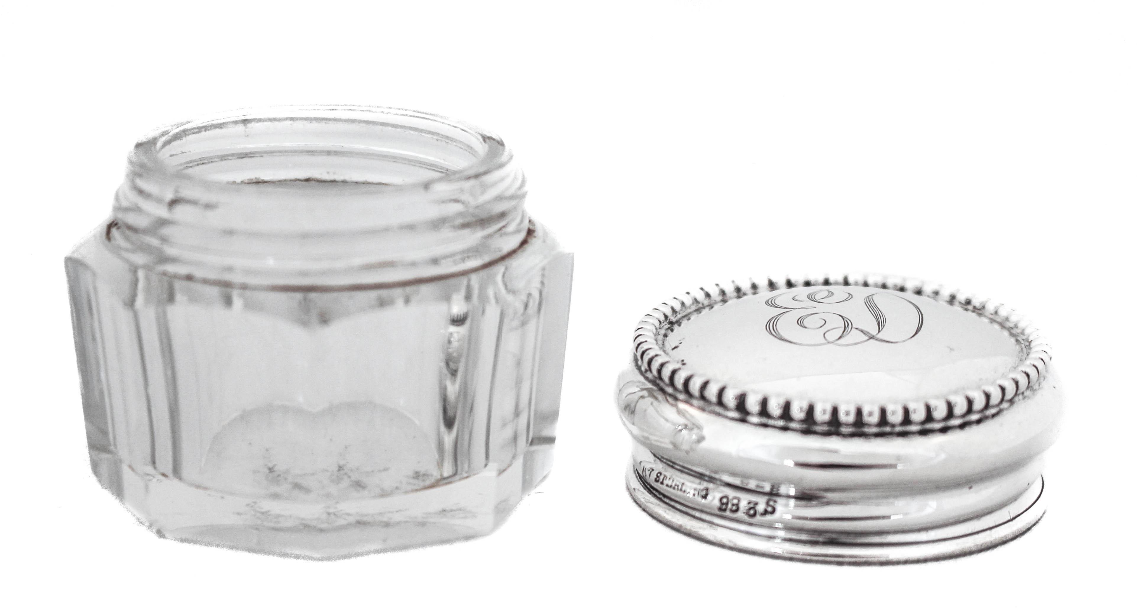 American Sterling Silver Art Deco Vanity Jar For Sale