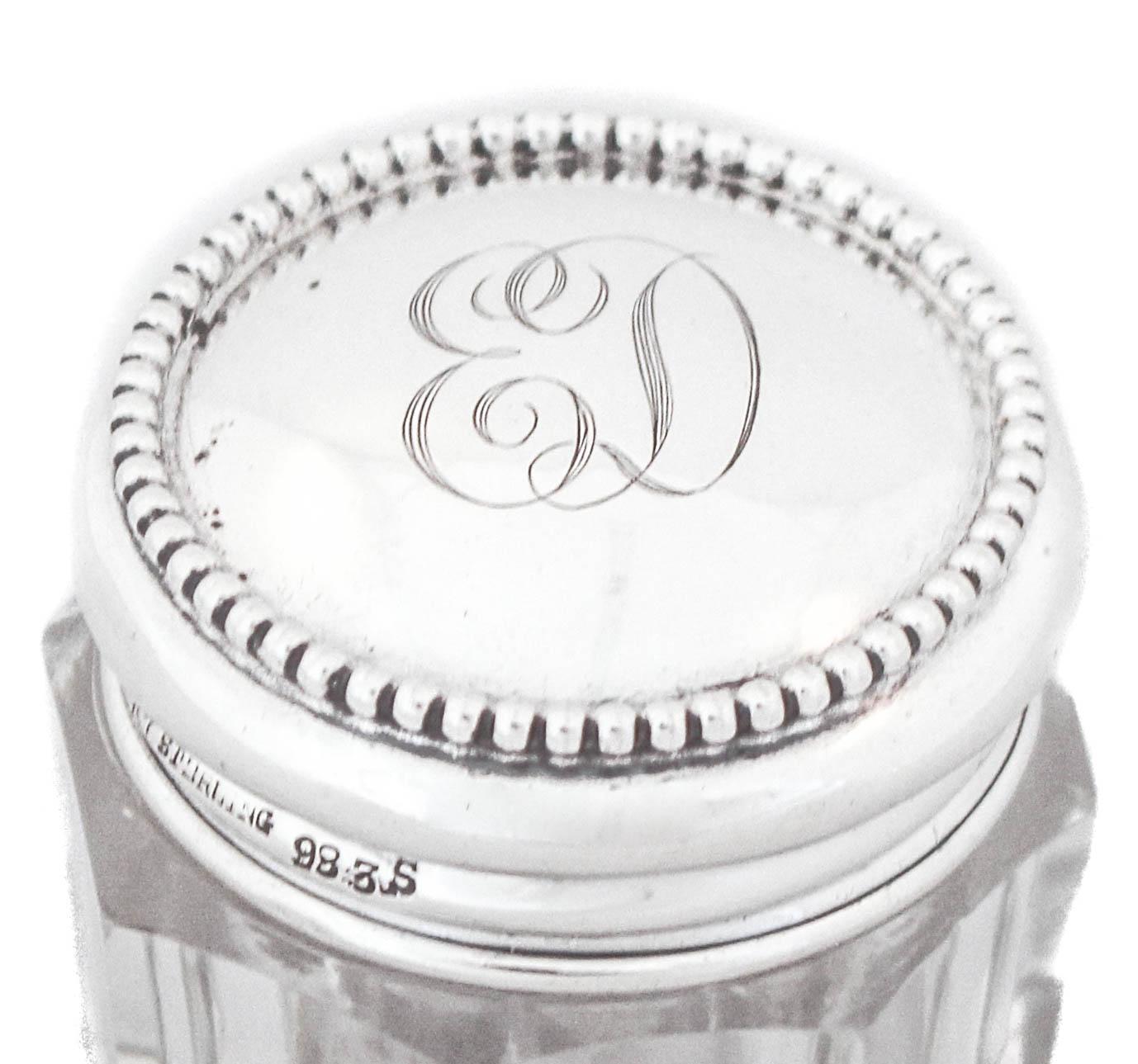 Sterling Silver Art Deco Vanity Jar In Excellent Condition For Sale In Brooklyn, NY