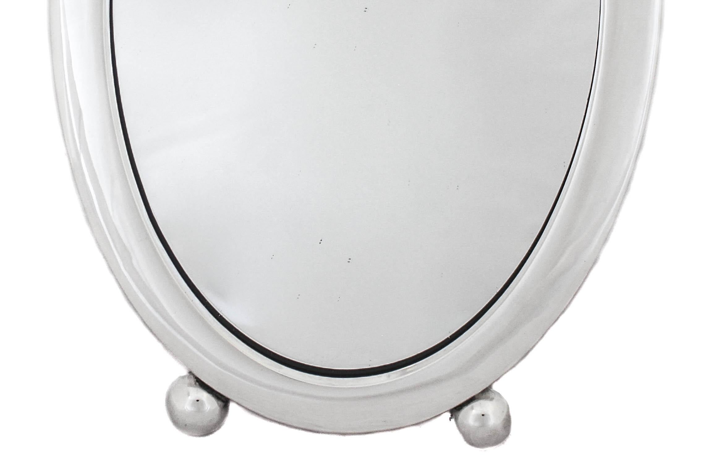 American Sterling Silver Art Deco Vanity Mirror For Sale