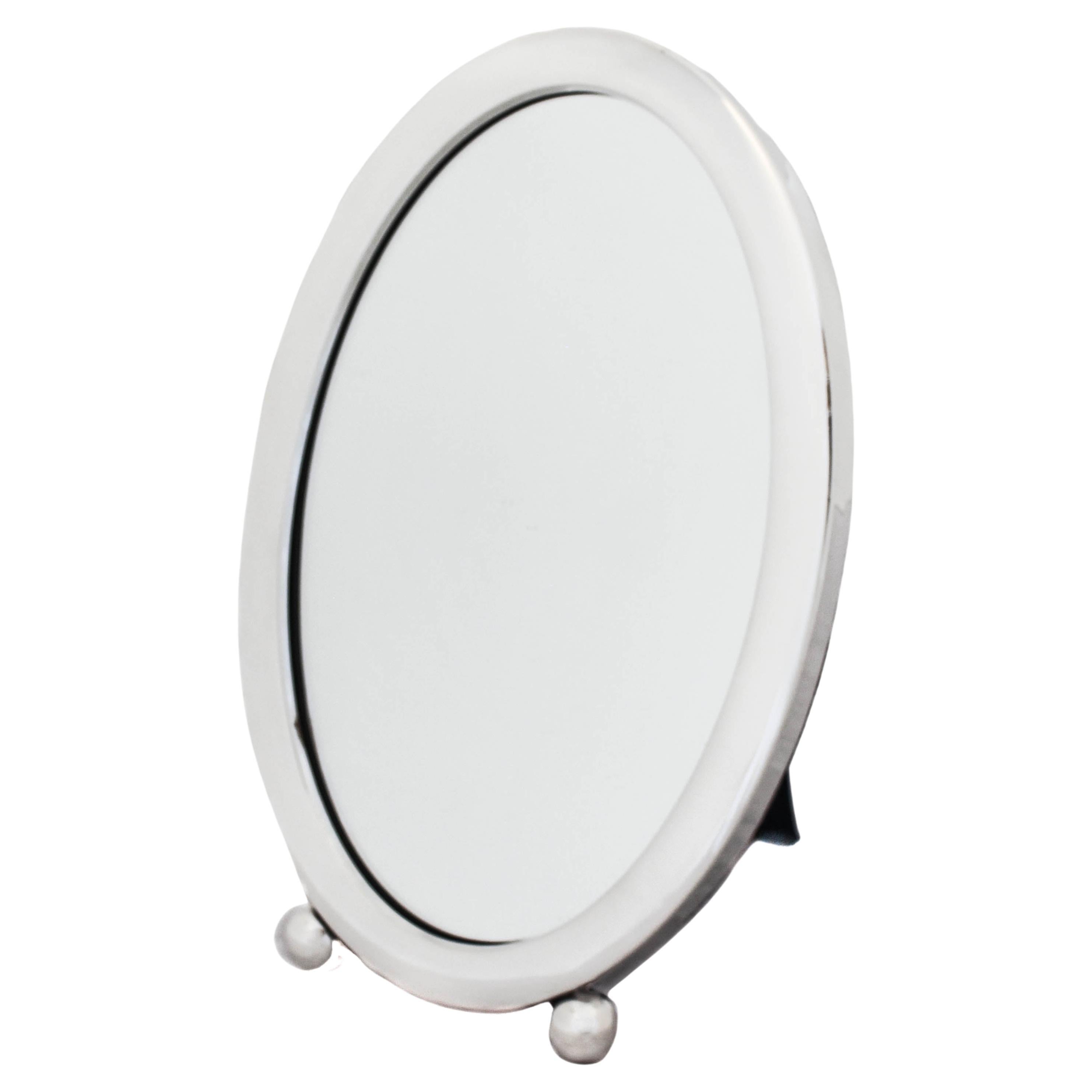 Sterling Silver Art Deco Vanity Mirror For Sale