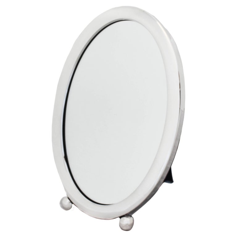 Sterling Silver Art Deco Vanity Mirror For Sale at 1stDibs