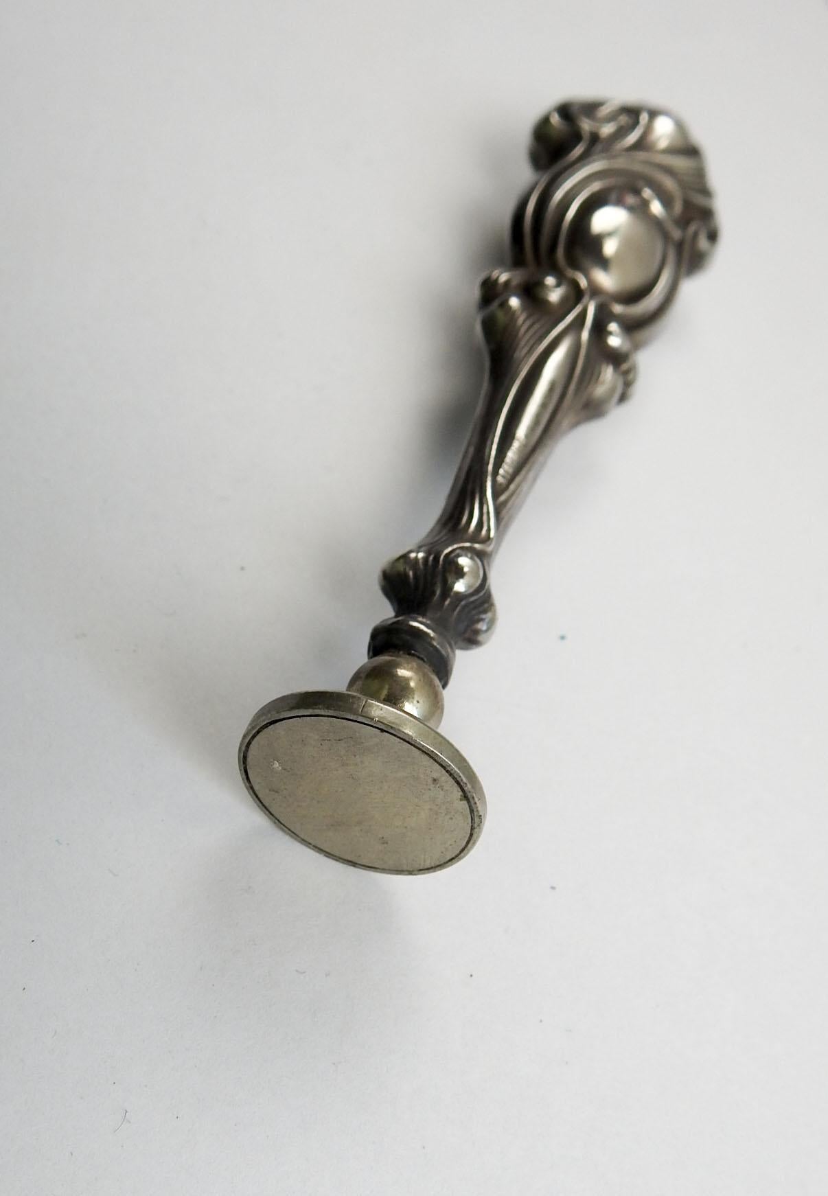 Sterling Silver Art Nouveau Antique Wax Seal In Good Condition For Sale In Seguin, TX