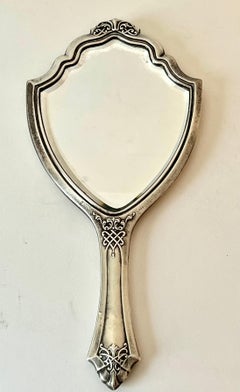 Sterling Silber Art Nouveau  Abgeschrägter Handspiegel