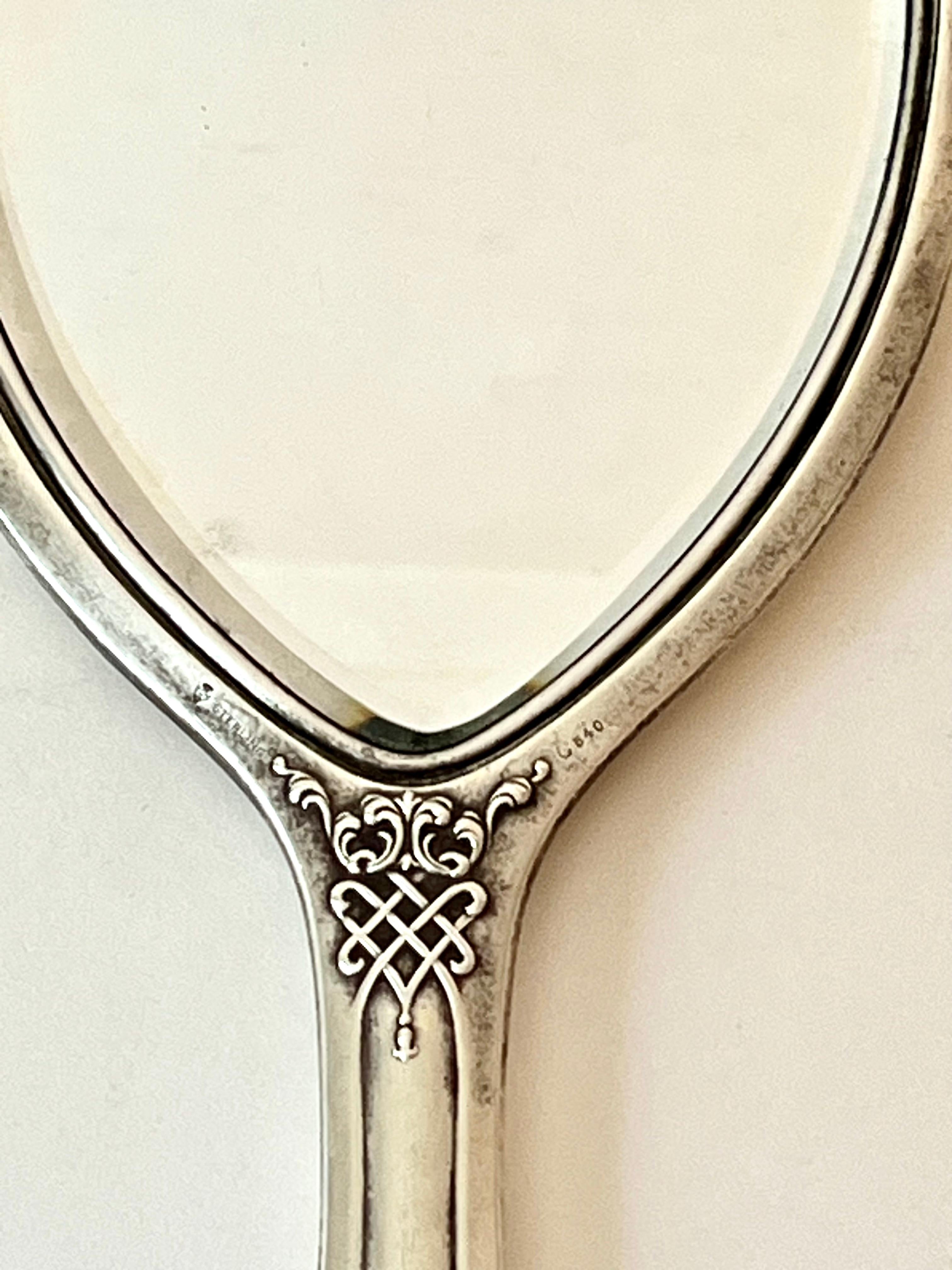 silver hand mirror antique