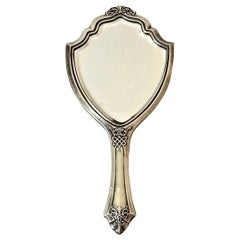 Sterling Silver Art Nouveau  Beveled Hand Mirror