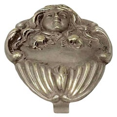 Clip de ceinture en argent sterling Art Nouveau portrait féminin en chatelaine