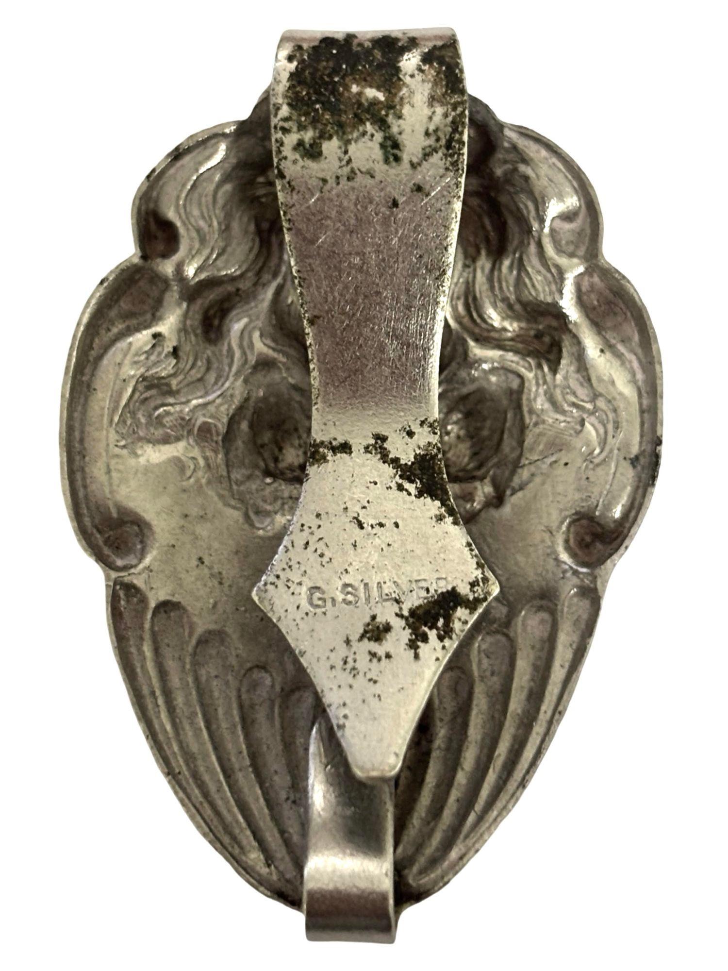 Early 20th Century Sterling Silver Art Nouveau Female Portrait Chatelaine Belt Clip For Sale