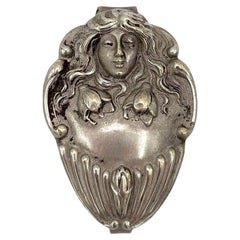 Sterling Silver Art Nouveau Female Portrait Chatelaine Belt Clip