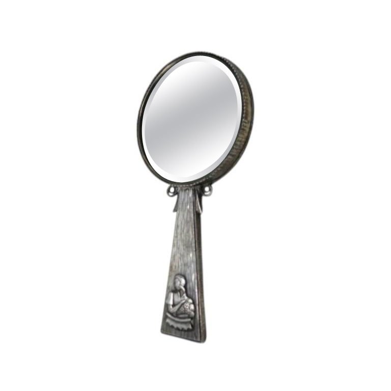 Miroir à main Art Nouveau en argent Sterling
