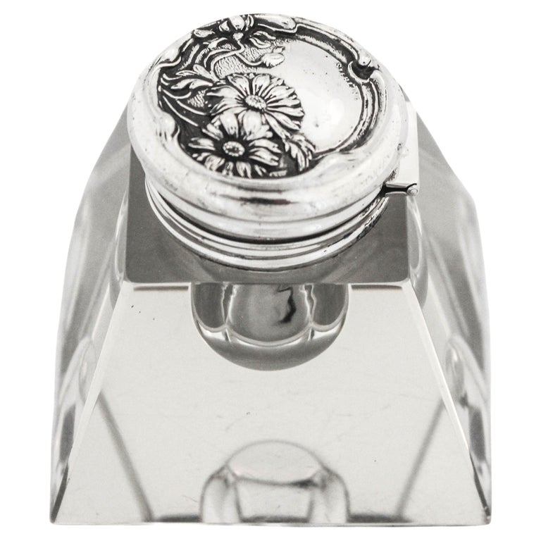 Silver Inkwell Sterling Silver Art Nouveau Inkwell For Sale at 1stDibs