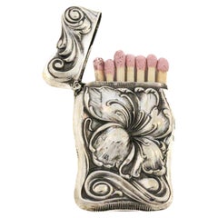 Boîte d'allumettes Art nouveau en argent sterling