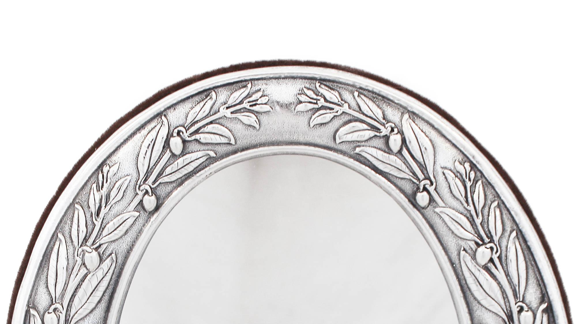 Italian Sterling Silver Art Nouveau Mirror