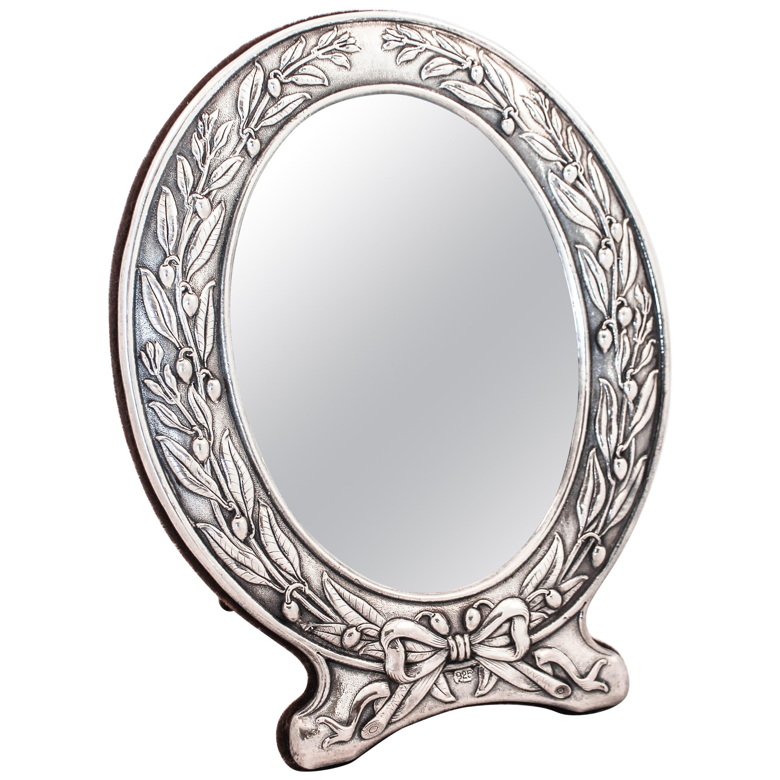 Sterling Silver Art Nouveau Mirror