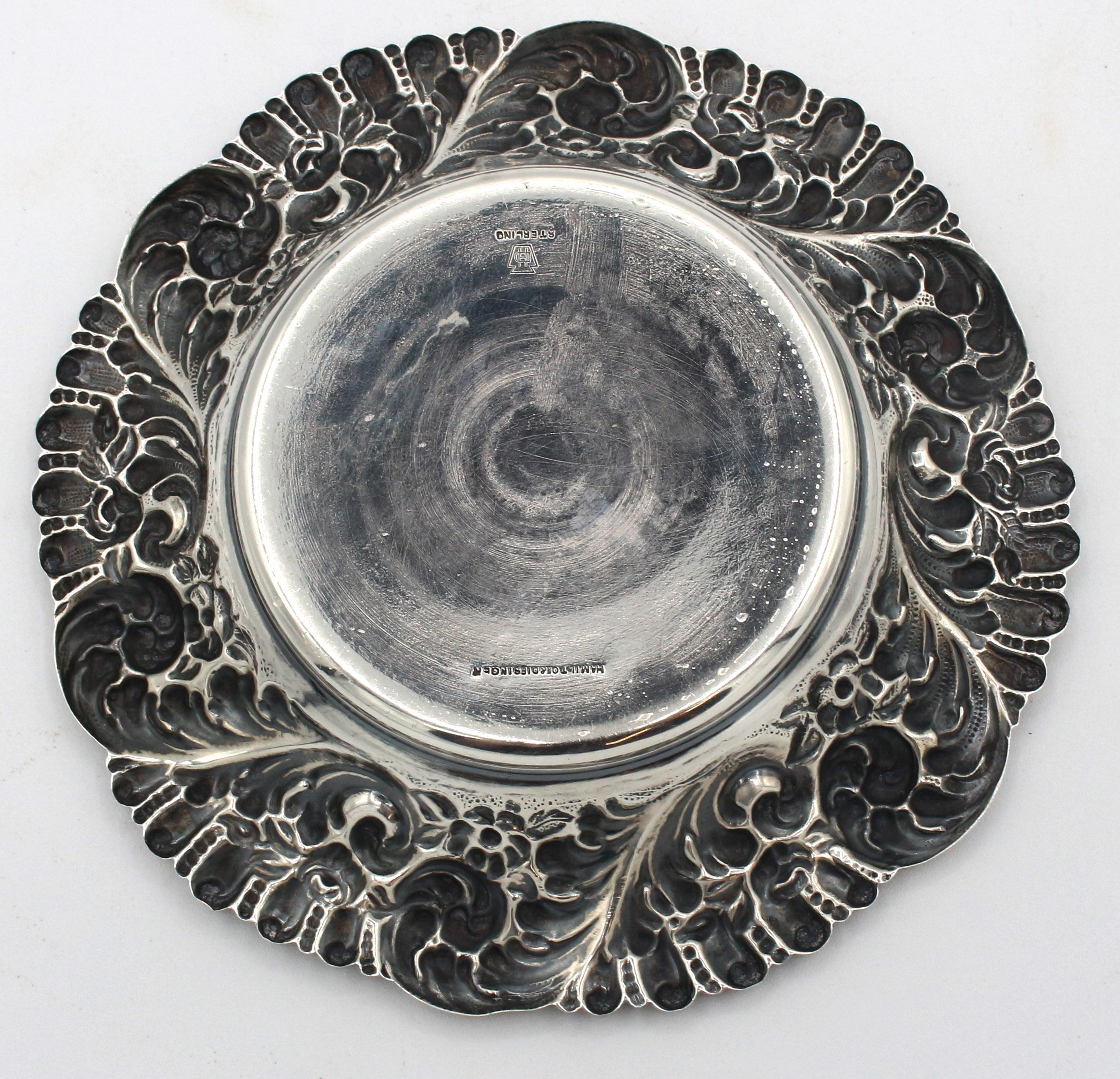American Sterling Silver Art Nouveau Nut Dish by Hamilton & Diesinger For Sale