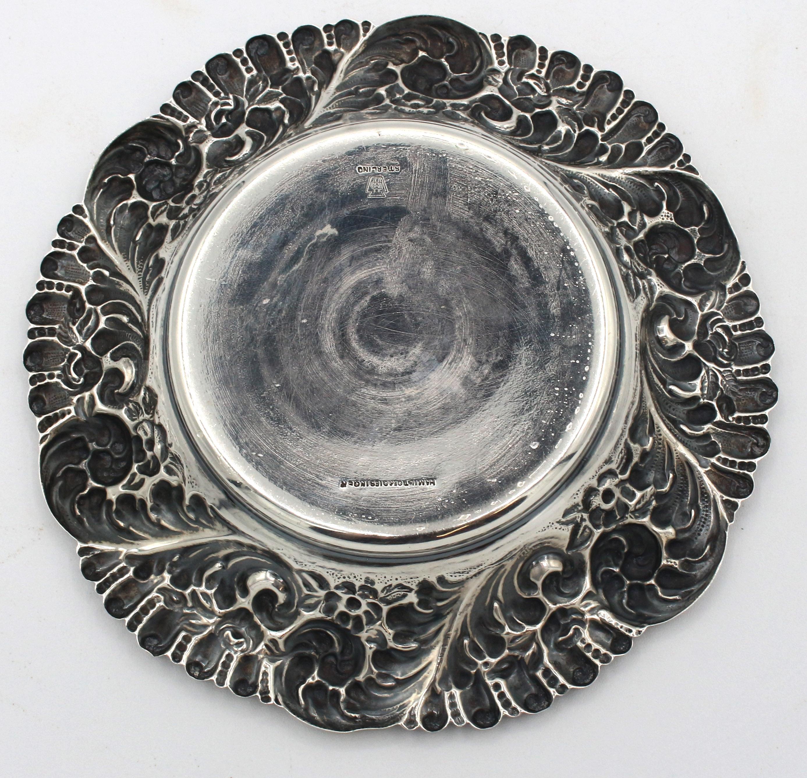 American Sterling Silver Art Nouveau Nut Dish by Hamilton & Diesinger