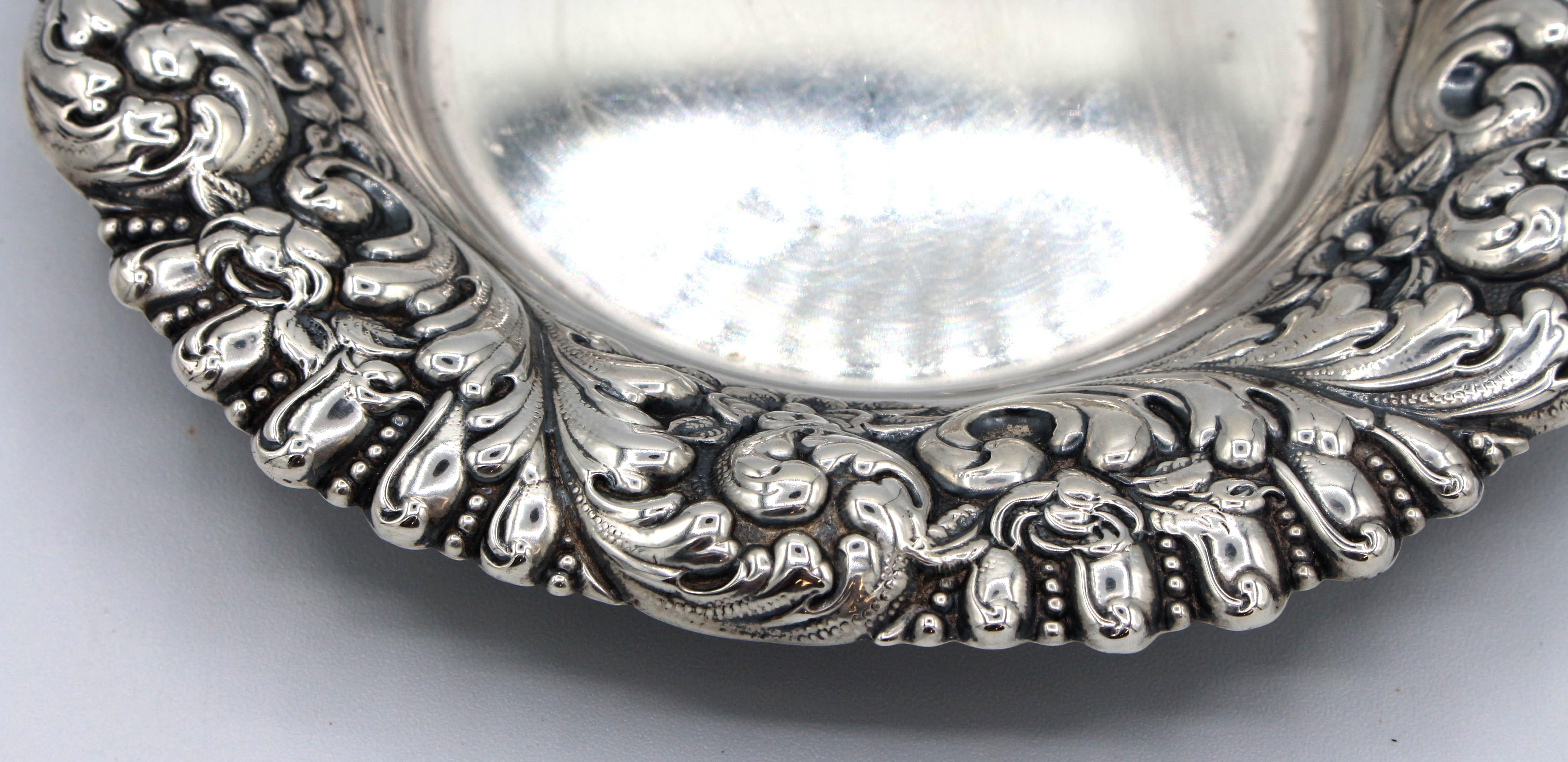 Sterling Silver Art Nouveau Nut Dish by Hamilton & Diesinger In Good Condition For Sale In Chapel Hill, NC