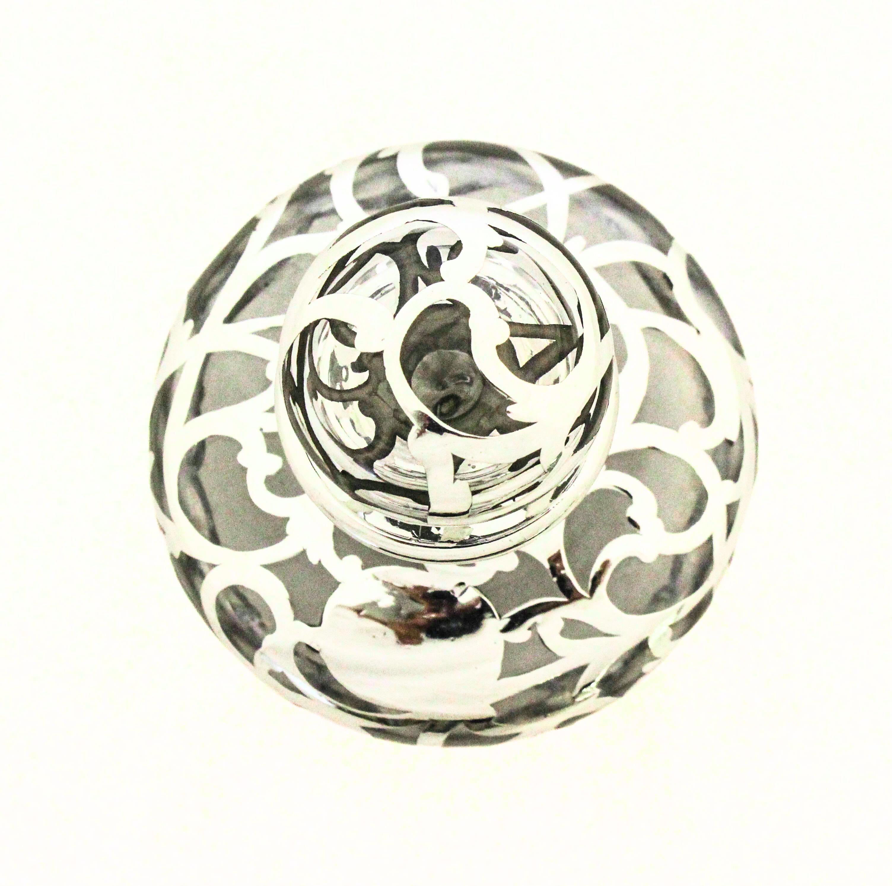 American Sterling Silver Art Nouveau Perfume Bottle For Sale