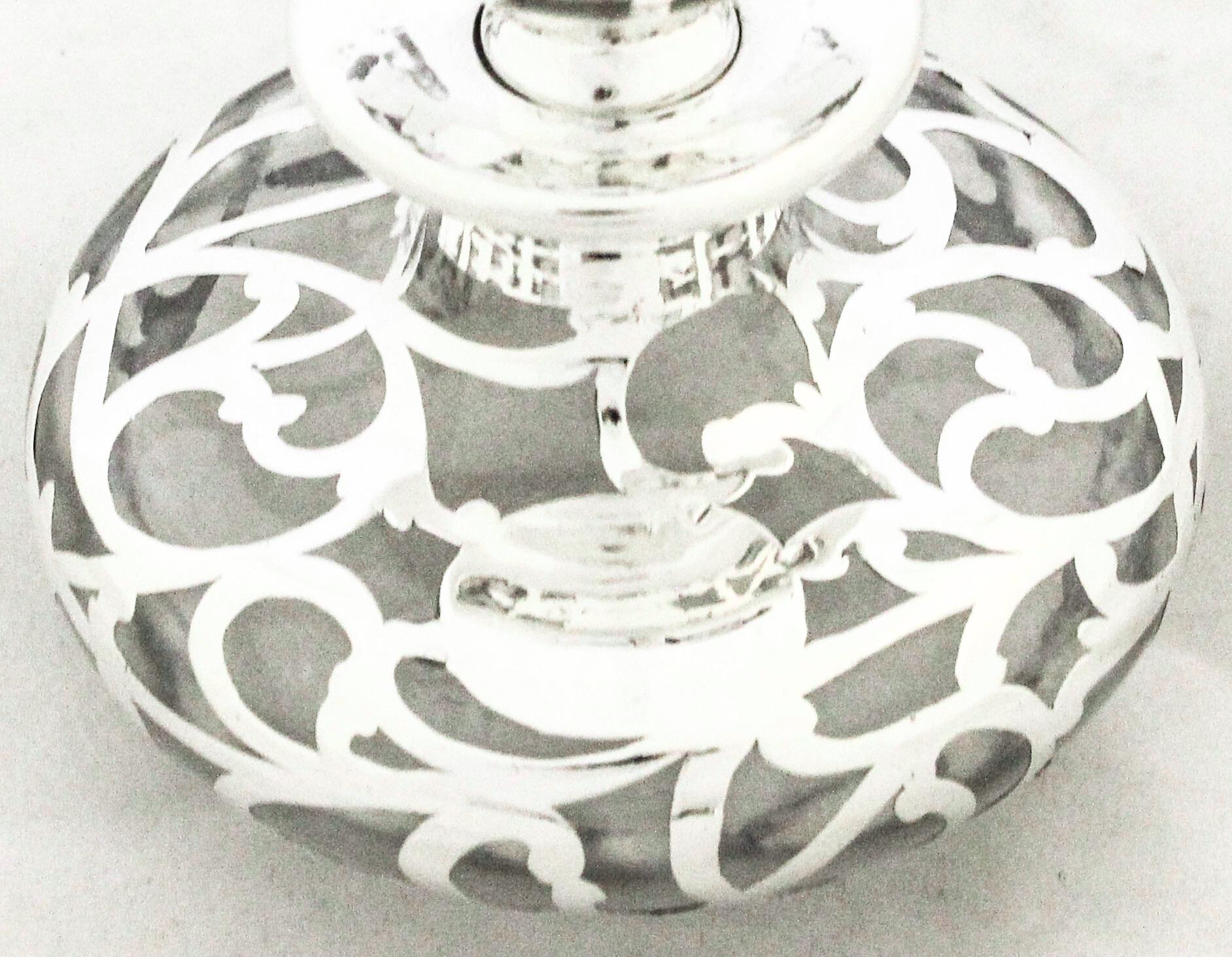 Early 20th Century Sterling Silver Art Nouveau Perfume Bottle For Sale