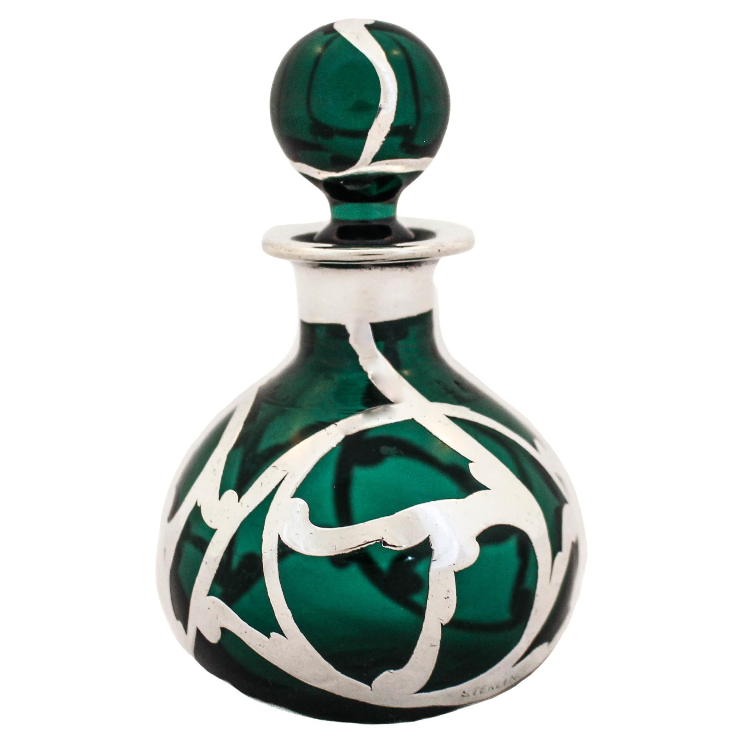 Bouteille de parfum Art Nouveau en argent sterling