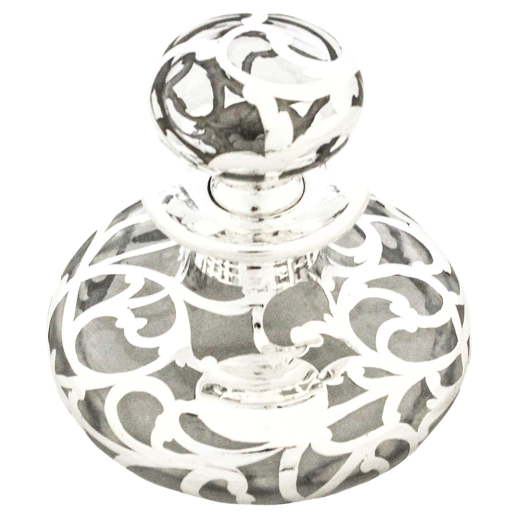 Sterling Silver Art Nouveau Perfume Bottle For Sale