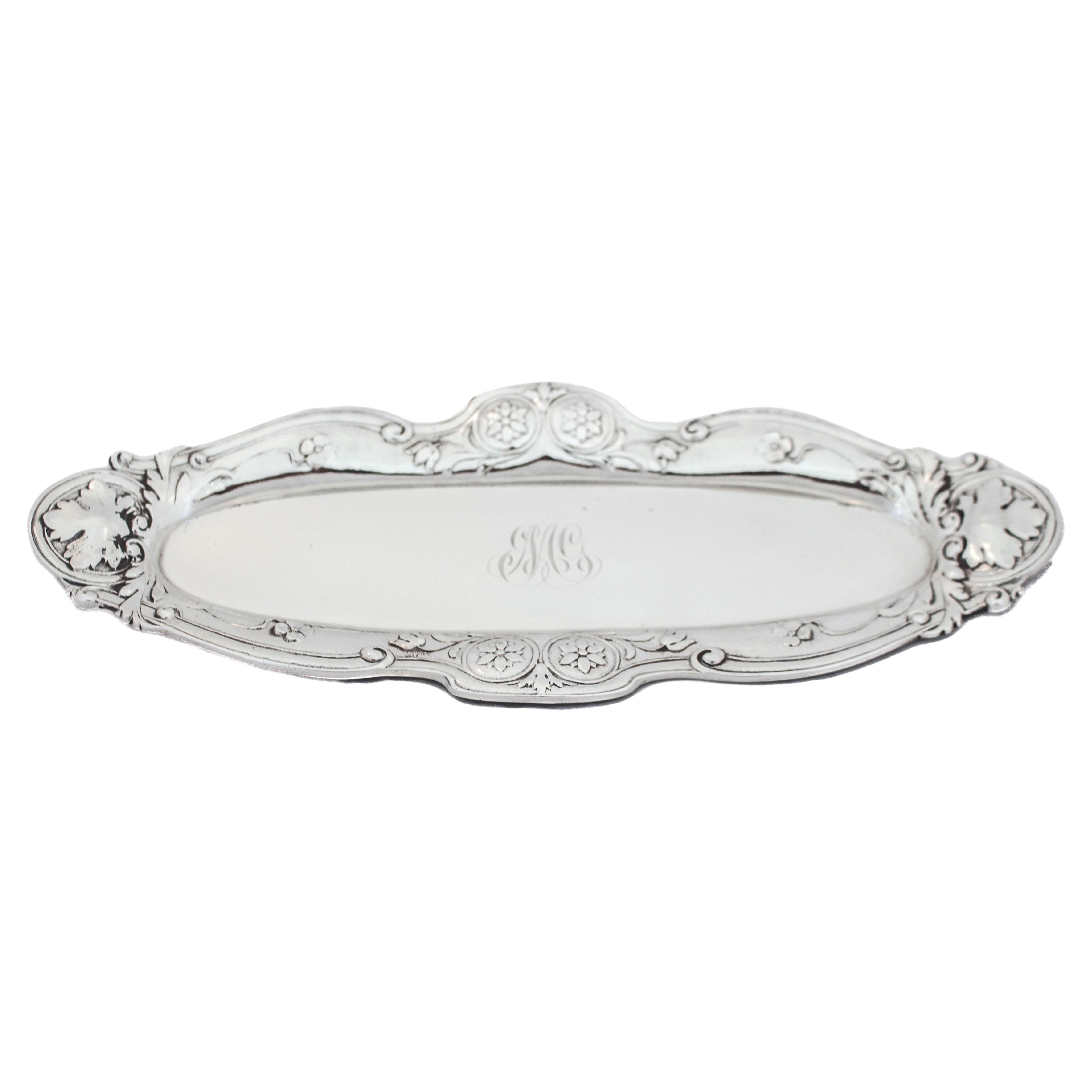 Sterling Silver Art Nouveau Ring Tray For Sale