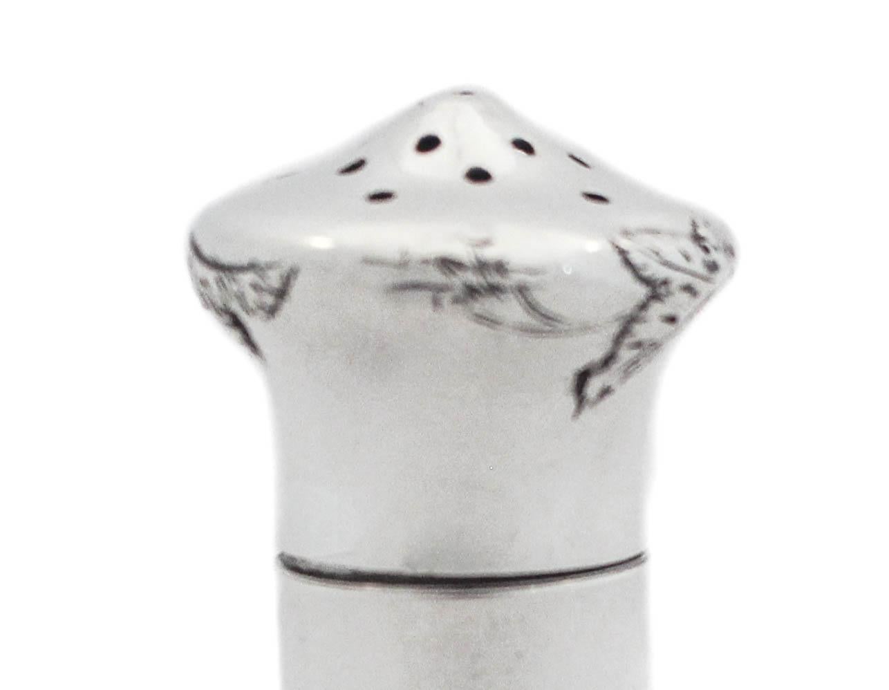 Early 20th Century Sterling Silver Art Nouveau Salt Shakers For Sale