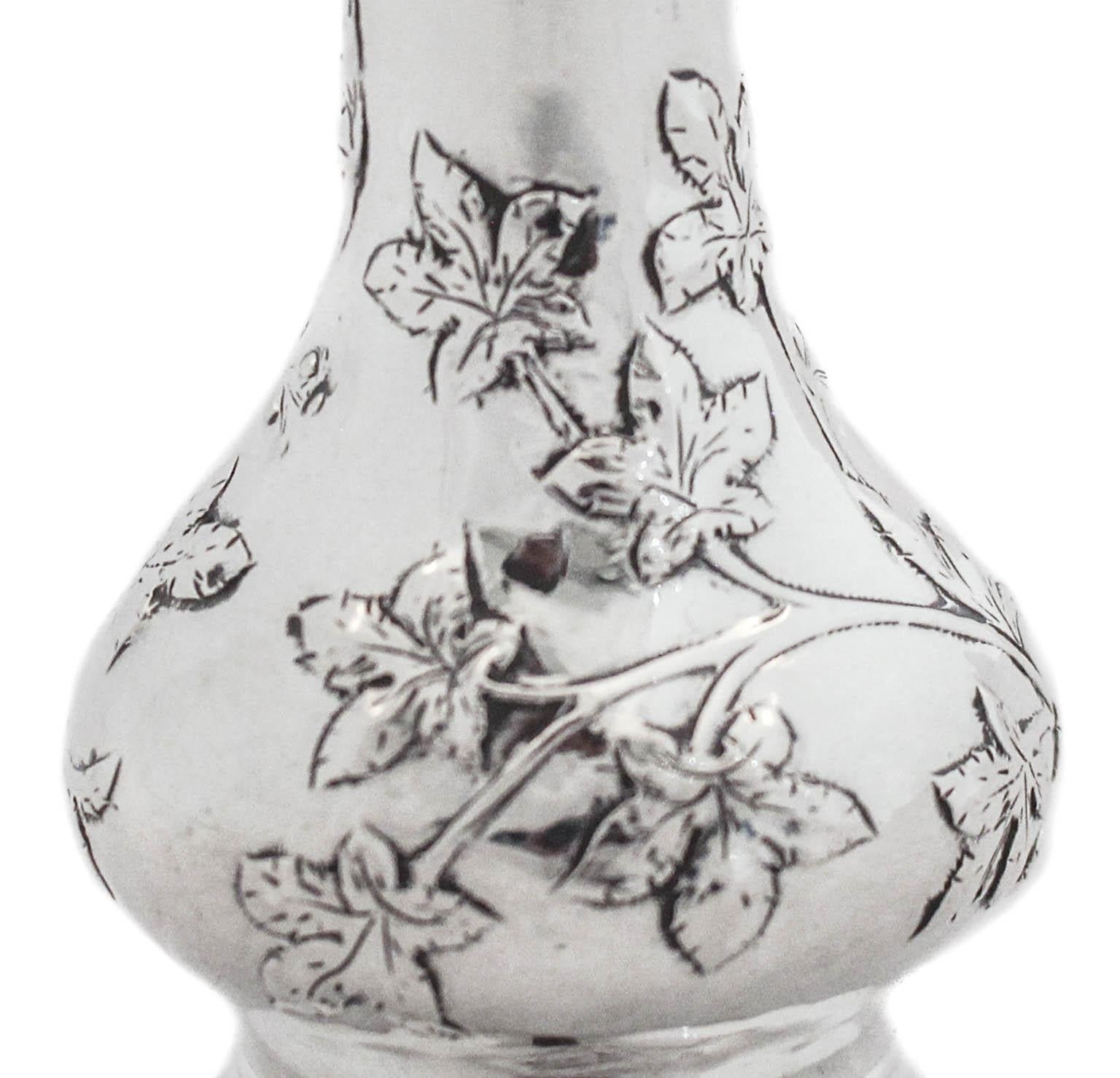 Sterling Silver Art Nouveau Salt Shakers For Sale 1