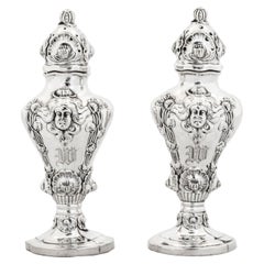 Antique Sterling Silver Art Nouveau Salt Shakers