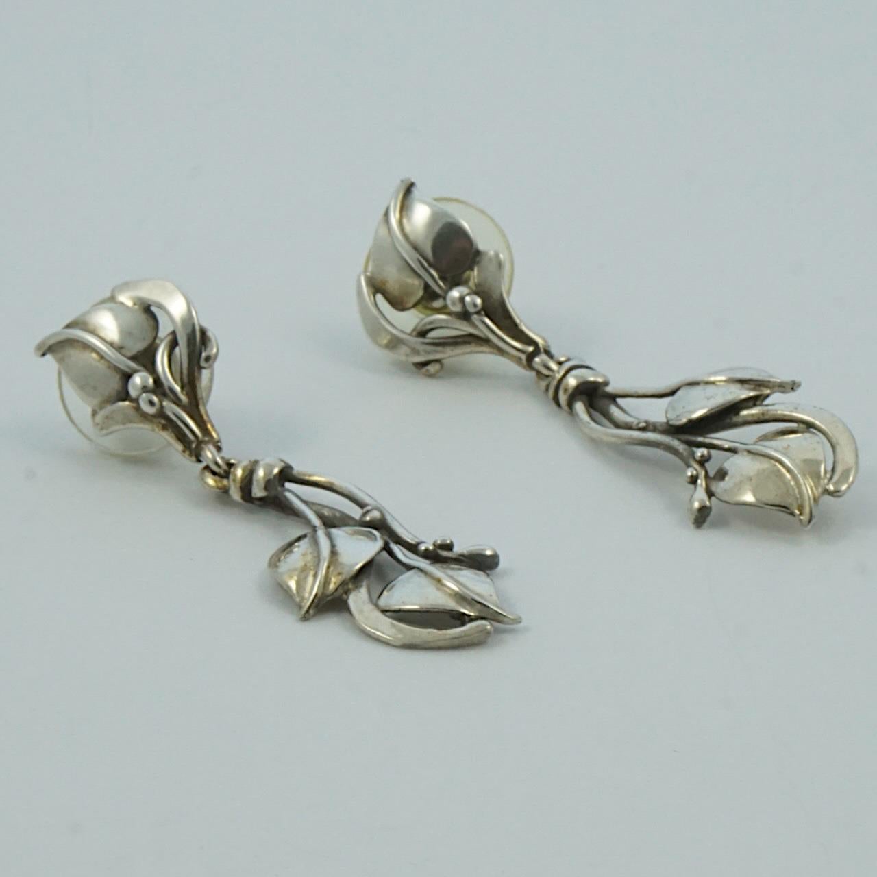 Sterling Silver Art Nouveau Style Collar Necklace and Earrings Set circa 1990s For Sale 6