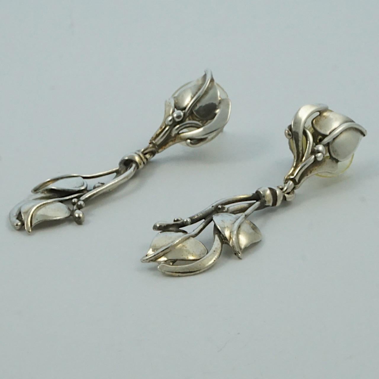 Sterling Silver Art Nouveau Style Collar Necklace and Earrings Set circa 1990s For Sale 5