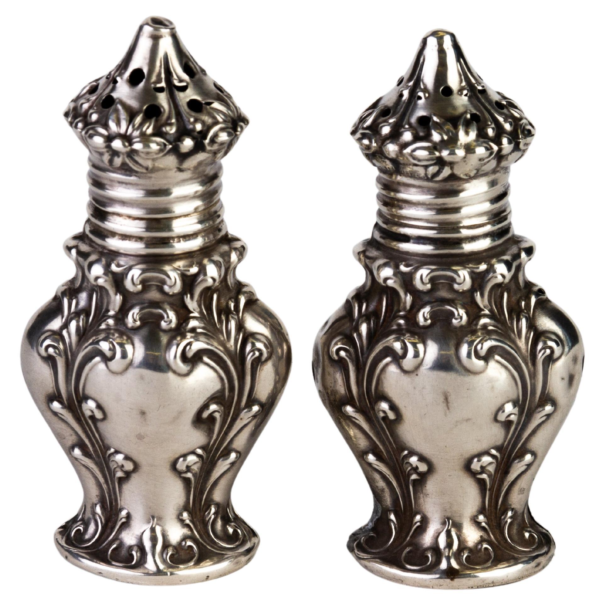 Sterling Silver Art Nouveau Table Shakers  For Sale