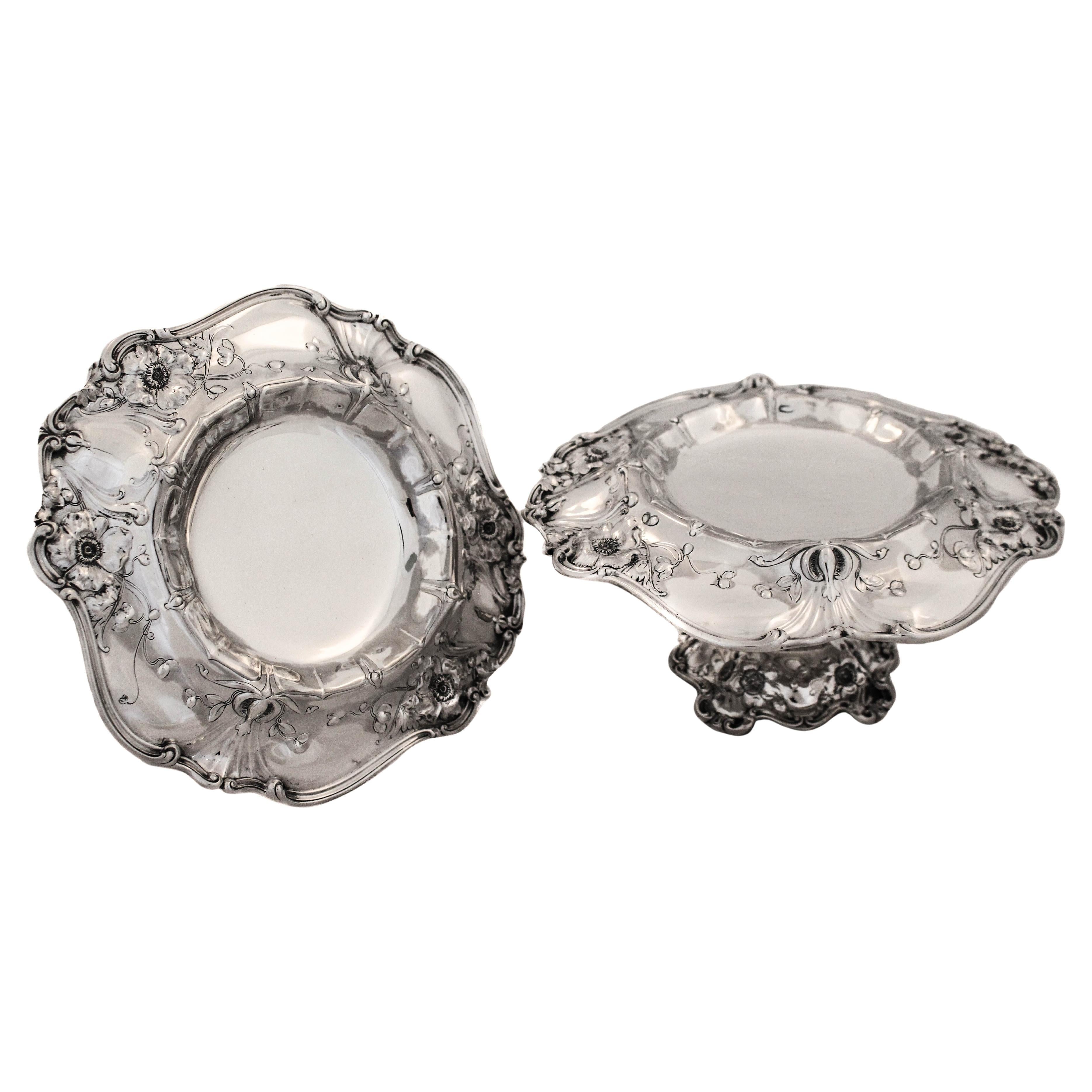 Tazzas Art Nouveau de Plata de Ley